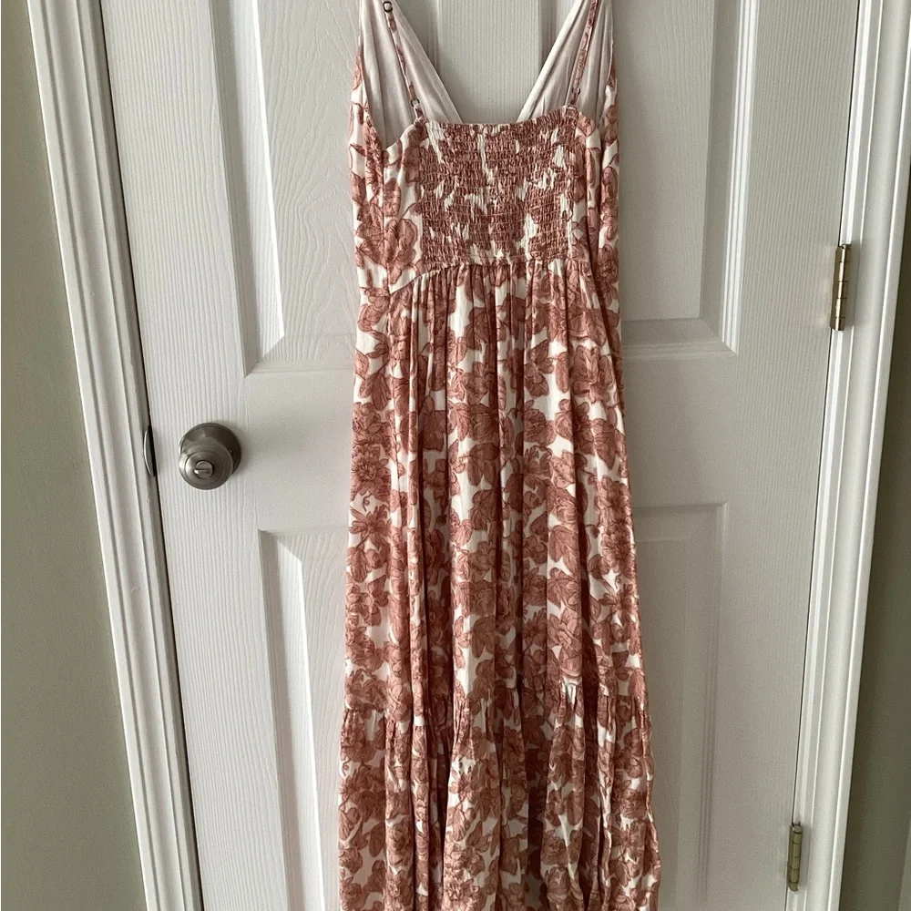 Abercrombie & Fitch Pink Maxi Dress with Slit and Plunge Neckline (PRICEDROP)
